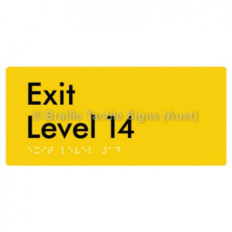 Braille Sign Exit Level 14 - Braille Tactile Signs Aust. - BTS270-14-yel - Custom Signs - Fast Shipping - High Quality - Australian Made &amp; Owned