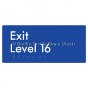 Braille Sign Exit Level 16 - Braille Tactile Signs Aust. - BTS270-16-blu - Custom Signs - Fast Shipping - High Quality - Australian Made &amp; Owned