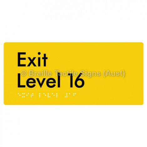 Braille Sign Exit Level 16 - Braille Tactile Signs Aust. - BTS270-16-yel - Custom Signs - Fast Shipping - High Quality - Australian Made &amp; Owned