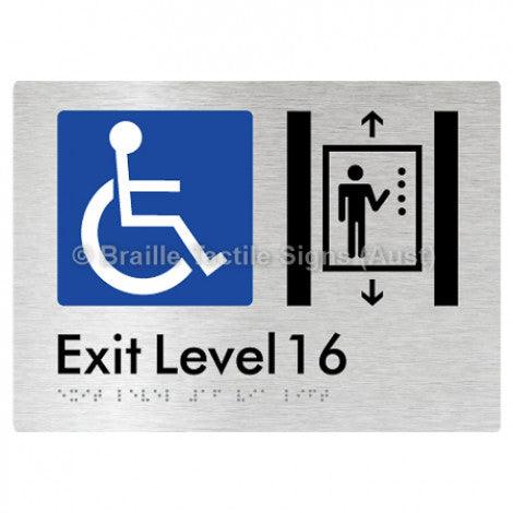 Braille Sign Exit Level 16 Via Lift - Braille Tactile Signs Aust. - BTS271-16-aliB - Custom Signs - Fast Shipping - High Quality - Australian Made &amp; Owned