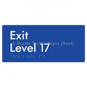 Braille Sign Exit Level 17 - Braille Tactile Signs Aust. - BTS270-17-blu - Custom Signs - Fast Shipping - High Quality - Australian Made &amp; Owned