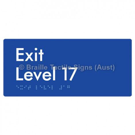 Braille Sign Exit Level 17 - Braille Tactile Signs Aust. - BTS270-17-blu - Custom Signs - Fast Shipping - High Quality - Australian Made &amp; Owned