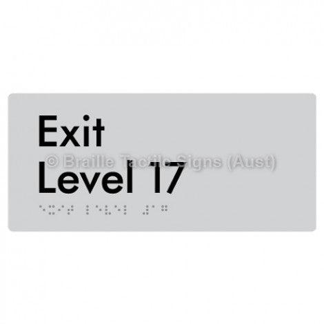 Braille Sign Exit Level 17 - Braille Tactile Signs Aust. - BTS270-17-slv - Custom Signs - Fast Shipping - High Quality - Australian Made &amp; Owned