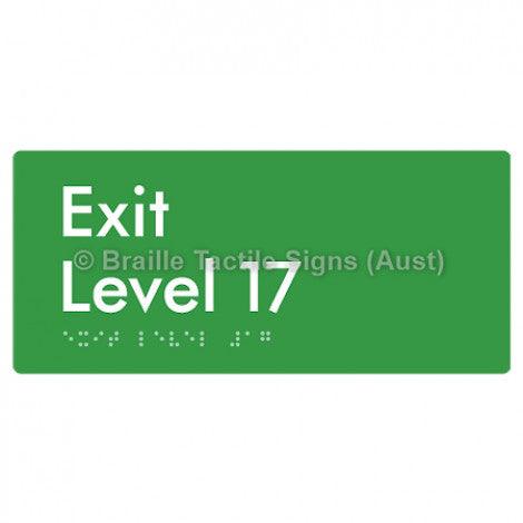 Braille Sign Exit Level 17 - Braille Tactile Signs Aust. - BTS270-17-grn - Custom Signs - Fast Shipping - High Quality - Australian Made &amp; Owned