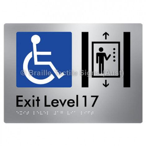 Braille Sign Exit Level 17 Via Lift - Braille Tactile Signs Aust. - BTS271-17-aliS - Custom Signs - Fast Shipping - High Quality - Australian Made &amp; Owned