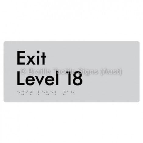 Braille Sign Exit Level 18 - Braille Tactile Signs Aust. - BTS270-18-slv - Custom Signs - Fast Shipping - High Quality - Australian Made &amp; Owned