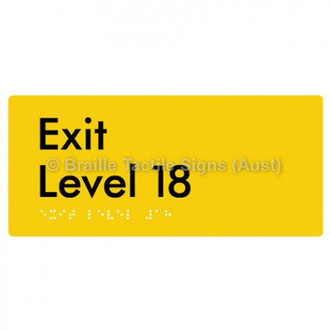 Braille Sign Exit Level 18 - Braille Tactile Signs Aust. - BTS270-18-yel - Custom Signs - Fast Shipping - High Quality - Australian Made &amp; Owned