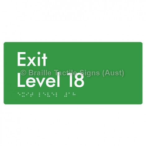 Braille Sign Exit Level 18 - Braille Tactile Signs Aust. - BTS270-18-grn - Custom Signs - Fast Shipping - High Quality - Australian Made &amp; Owned