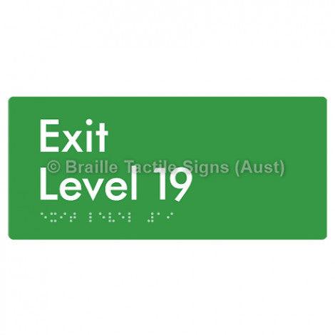 Braille Sign Exit Level 19 - Braille Tactile Signs Aust. - BTS270-19-grn - Custom Signs - Fast Shipping - High Quality - Australian Made &amp; Owned