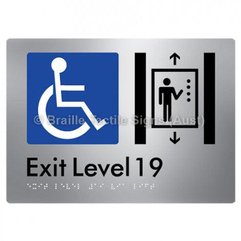 Braille Sign Exit Level 19 Via Lift - Braille Tactile Signs Aust. - BTS271-19-aliS - Custom Signs - Fast Shipping - High Quality - Australian Made &amp; Owned