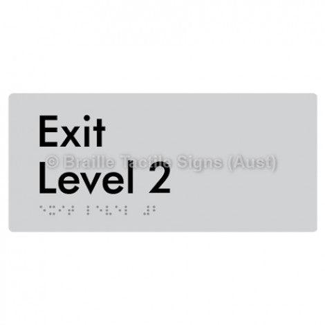 Braille Sign Exit Level 2 - Braille Tactile Signs Aust. - BTS270-02-slv - Custom Signs - Fast Shipping - High Quality - Australian Made &amp; Owned