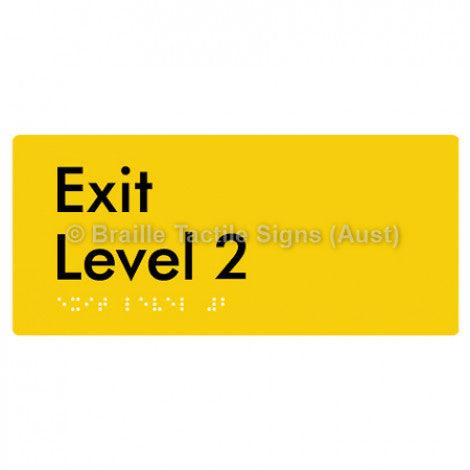 Braille Sign Exit Level 2 - Braille Tactile Signs Aust. - BTS270-02-yel - Custom Signs - Fast Shipping - High Quality - Australian Made &amp; Owned