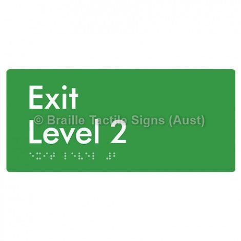 Braille Sign Exit Level 2 - Braille Tactile Signs Aust. - BTS270-02-grn - Custom Signs - Fast Shipping - High Quality - Australian Made &amp; Owned