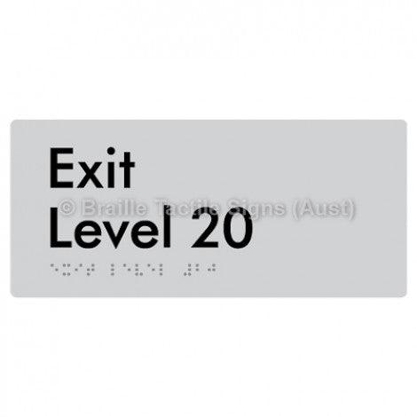 Braille Sign Exit Level 20 - Braille Tactile Signs Aust. - BTS270-20-slv - Custom Signs - Fast Shipping - High Quality - Australian Made &amp; Owned