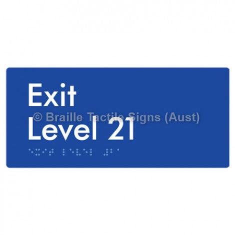 Braille Sign Exit Level 21 - Braille Tactile Signs Aust. - BTS270-21-blu - Custom Signs - Fast Shipping - High Quality - Australian Made &amp; Owned