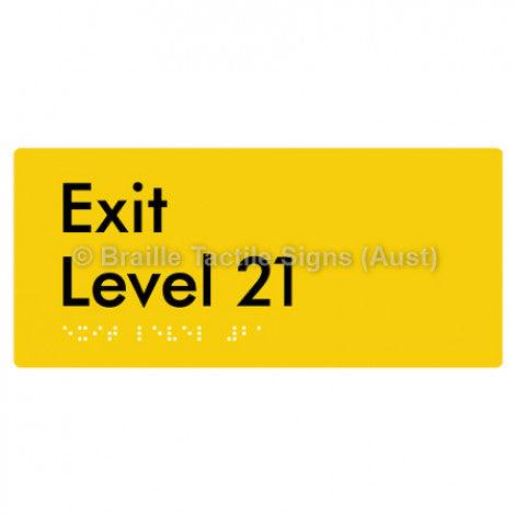 Braille Sign Exit Level 21 - Braille Tactile Signs Aust. - BTS270-21-yel - Custom Signs - Fast Shipping - High Quality - Australian Made &amp; Owned