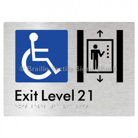 Braille Sign Exit Level 21 Via Lift - Braille Tactile Signs Aust. - BTS271-21-aliB - Custom Signs - Fast Shipping - High Quality - Australian Made &amp; Owned