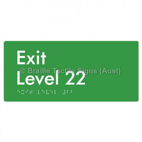 Braille Sign Exit Level 22 - Braille Tactile Signs Aust. - BTS270-22-grn - Custom Signs - Fast Shipping - High Quality - Australian Made &amp; Owned