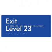 Braille Sign Exit Level 23 - Braille Tactile Signs Aust. - BTS270-23-blu - Custom Signs - Fast Shipping - High Quality - Australian Made &amp; Owned