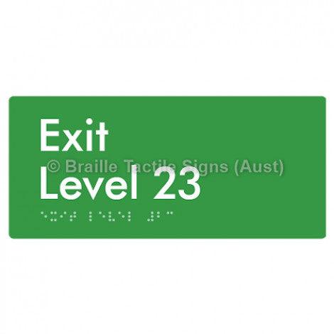 Braille Sign Exit Level 23 - Braille Tactile Signs Aust. - BTS270-23-grn - Custom Signs - Fast Shipping - High Quality - Australian Made &amp; Owned