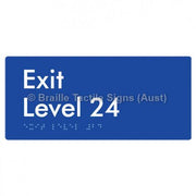 Braille Sign Exit Level 24 - Braille Tactile Signs Aust. - BTS270-24-blu - Custom Signs - Fast Shipping - High Quality - Australian Made &amp; Owned