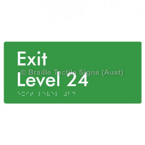 Braille Sign Exit Level 24 - Braille Tactile Signs Aust. - BTS270-24-grn - Custom Signs - Fast Shipping - High Quality - Australian Made &amp; Owned