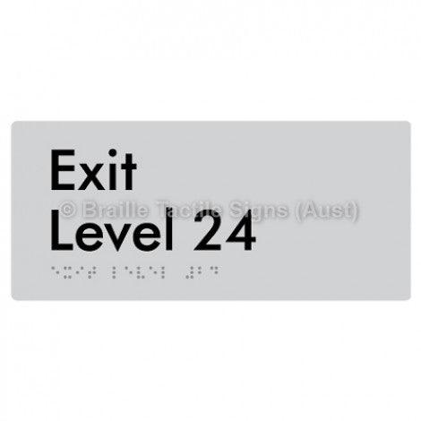 Braille Sign Exit Level 24 - Braille Tactile Signs Aust. - BTS270-24-slv - Custom Signs - Fast Shipping - High Quality - Australian Made &amp; Owned