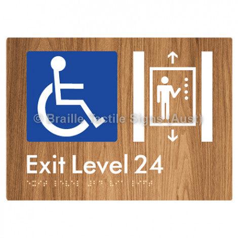 Braille Sign Exit Level 24 Via Lift - Braille Tactile Signs Aust. - BTS271-24-wdg - Custom Signs - Fast Shipping - High Quality - Australian Made &amp; Owned