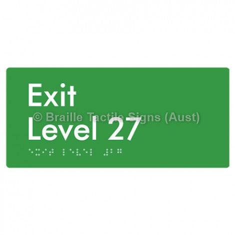 Braille Sign Exit Level 27 - Braille Tactile Signs Aust. - BTS270-27-grn - Custom Signs - Fast Shipping - High Quality - Australian Made &amp; Owned