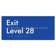 Braille Sign Exit Level 28 - Braille Tactile Signs Aust. - BTS270-28-blu - Custom Signs - Fast Shipping - High Quality - Australian Made &amp; Owned