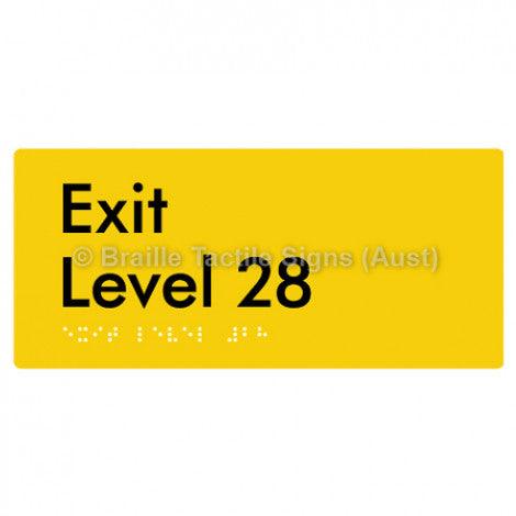 Braille Sign Exit Level 28 - Braille Tactile Signs Aust. - BTS270-28-yel - Custom Signs - Fast Shipping - High Quality - Australian Made &amp; Owned