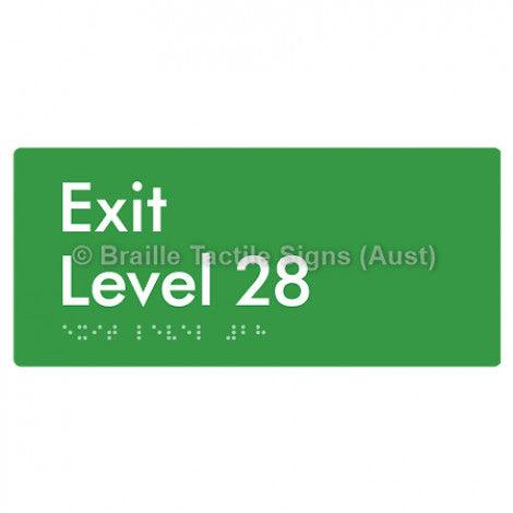 Braille Sign Exit Level 28 - Braille Tactile Signs Aust. - BTS270-28-grn - Custom Signs - Fast Shipping - High Quality - Australian Made &amp; Owned