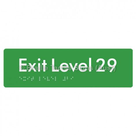 Braille Sign Exit Level 29 - Braille Tactile Signs Aust. - BTS278-29-grn - Custom Signs - Fast Shipping - High Quality - Australian Made &amp; Owned