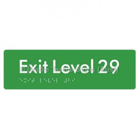 Braille Sign Exit Level 29 - Braille Tactile Signs Aust. - BTS278-29-grn - Custom Signs - Fast Shipping - High Quality - Australian Made &amp; Owned