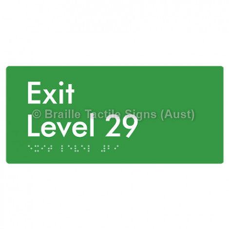 Braille Sign Exit Level 29 - Braille Tactile Signs Aust. - BTS270-29-grn - Custom Signs - Fast Shipping - High Quality - Australian Made &amp; Owned