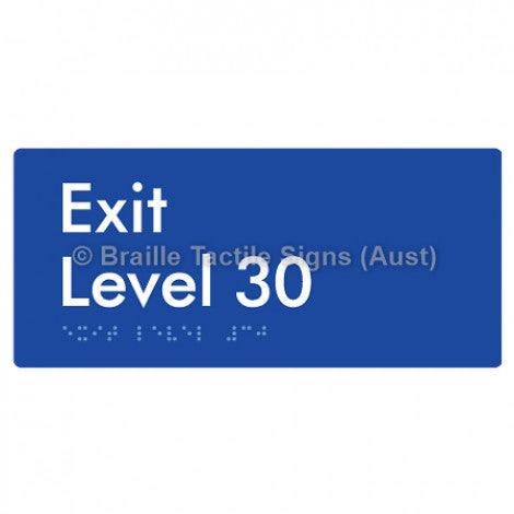 Braille Sign Exit Level 30 - Braille Tactile Signs Aust. - BTS270-30-blu - Custom Signs - Fast Shipping - High Quality - Australian Made &amp; Owned