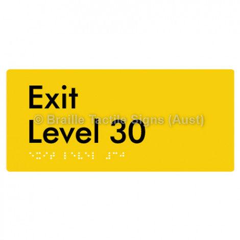 Braille Sign Exit Level 30 - Braille Tactile Signs Aust. - BTS270-30-yel - Custom Signs - Fast Shipping - High Quality - Australian Made &amp; Owned