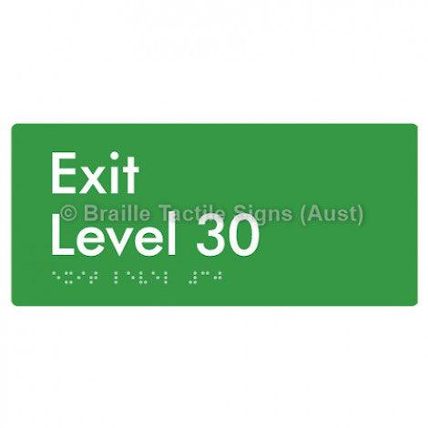 Braille Sign Exit Level 30 - Braille Tactile Signs Aust. - BTS270-30-grn - Custom Signs - Fast Shipping - High Quality - Australian Made &amp; Owned