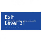 Braille Sign Exit Level 31 - Braille Tactile Signs Aust. - BTS270-31-blu - Custom Signs - Fast Shipping - High Quality - Australian Made &amp; Owned