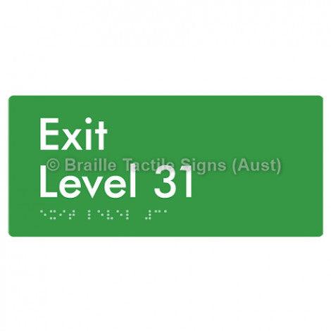 Braille Sign Exit Level 31 - Braille Tactile Signs Aust. - BTS270-31-grn - Custom Signs - Fast Shipping - High Quality - Australian Made &amp; Owned