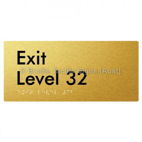 Braille Sign Exit Level 32 - Braille Tactile Signs Aust. - BTS270-32-aliG - Custom Signs - Fast Shipping - High Quality - Australian Made &amp; Owned