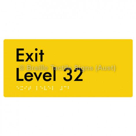 Braille Sign Exit Level 32 - Braille Tactile Signs Aust. - BTS270-32-yel - Custom Signs - Fast Shipping - High Quality - Australian Made &amp; Owned