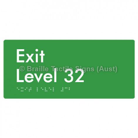 Braille Sign Exit Level 32 - Braille Tactile Signs Aust. - BTS270-32-grn - Custom Signs - Fast Shipping - High Quality - Australian Made &amp; Owned