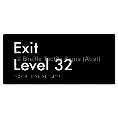 Braille Sign Exit Level 32 - Braille Tactile Signs Aust. - BTS270-32-blk - Custom Signs - Fast Shipping - High Quality - Australian Made &amp; Owned