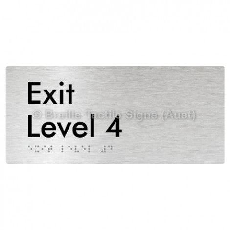 Braille Sign Exit Level 4 - Braille Tactile Signs Aust. - BTS270-04-aliB - Custom Signs - Fast Shipping - High Quality - Australian Made &amp; Owned