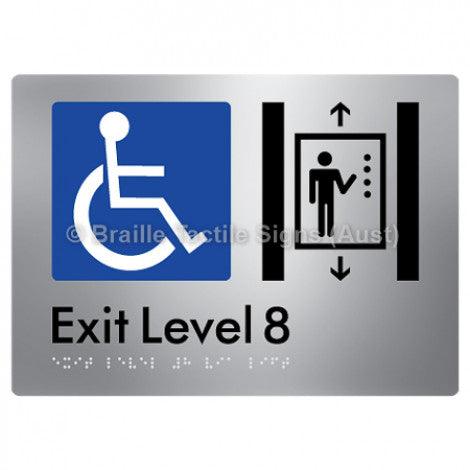 Braille Sign Exit Level 8 Via Lift - Braille Tactile Signs Aust. - BTS271-08-aliS - Custom Signs - Fast Shipping - High Quality - Australian Made &amp; Owned