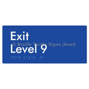 Braille Sign Exit Level 9 - Braille Tactile Signs Aust. - BTS270-09-blu - Custom Signs - Fast Shipping - High Quality - Australian Made &amp; Owned