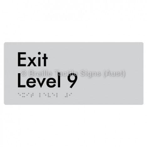 Braille Sign Exit Level 9 - Braille Tactile Signs Aust. - BTS270-09-slv - Custom Signs - Fast Shipping - High Quality - Australian Made &amp; Owned