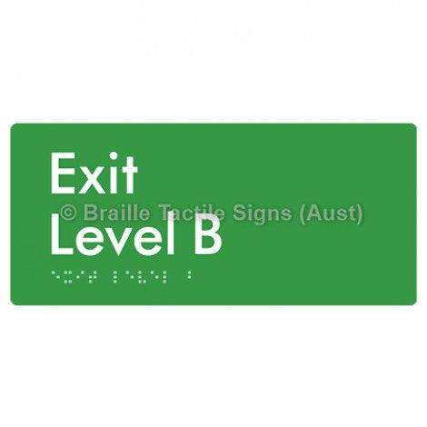 Braille Sign Exit Level B - Braille Tactile Signs Aust. - BTS270-B-grn - Custom Signs - Fast Shipping - High Quality - Australian Made &amp; Owned