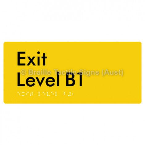 Braille Sign Exit Level B1 - Braille Tactile Signs Aust. - BTS270-B1-yel - Custom Signs - Fast Shipping - High Quality - Australian Made &amp; Owned